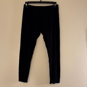 JOHNNY WAS Embroidered Black Floral Sheer Pants